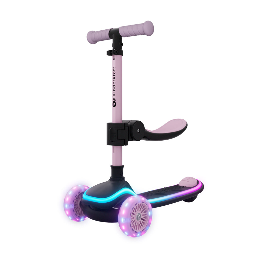 Kinderkraft trotineta si scooter 2in1  RAKET UP cu LED 12m+ Pink Imagine secundară a produsului