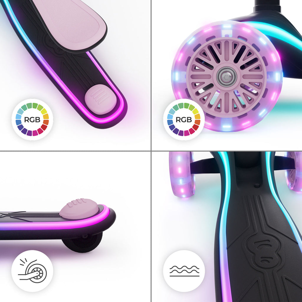 Kinderkraft trotineta si scooter 2in1  RAKET UP cu LED 12m+ Pink