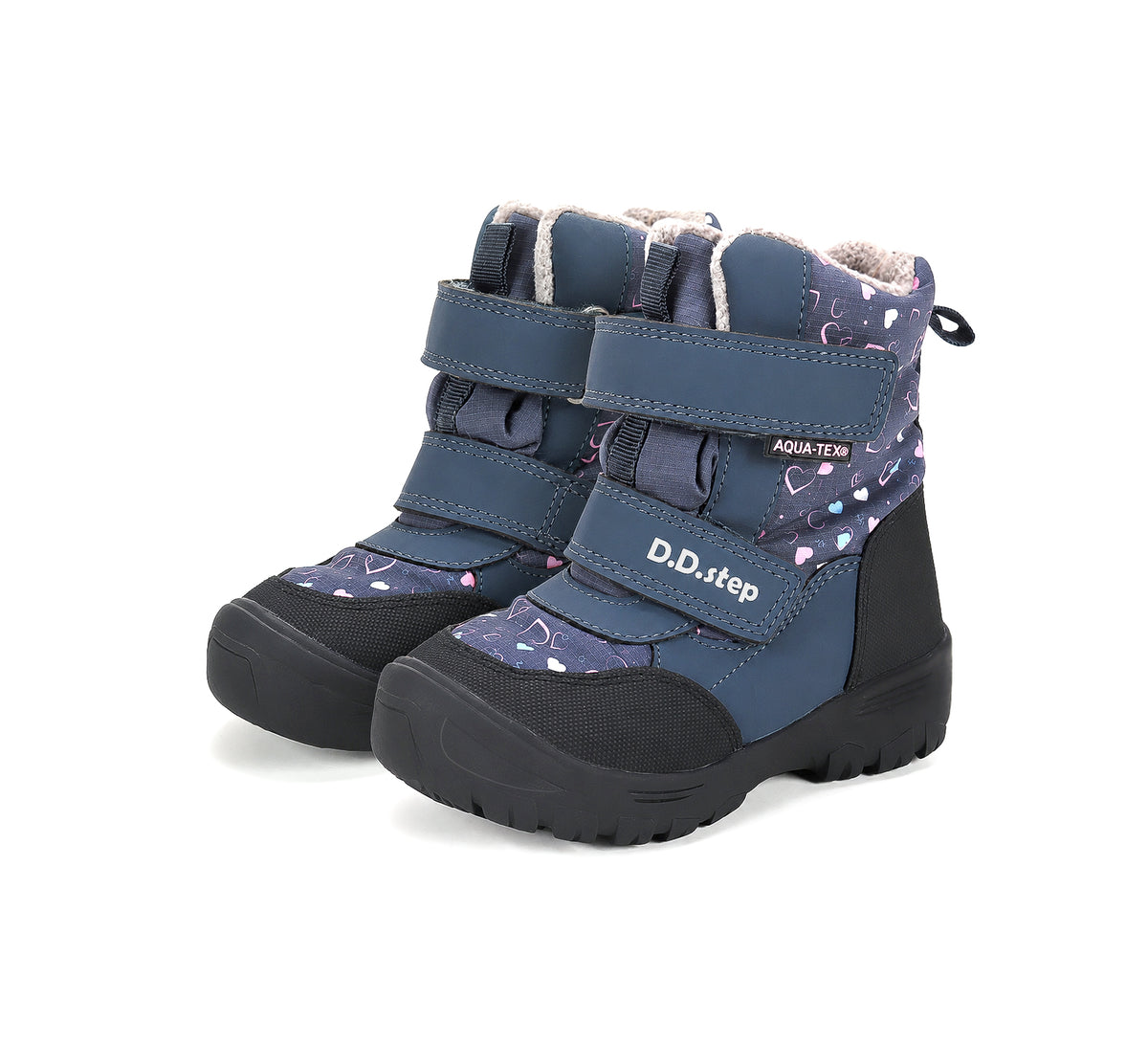 D.D.Step ghete fete Aqua-Tex captusite 22-33 Royal Blue cu inimioare Imagine principală a produsului