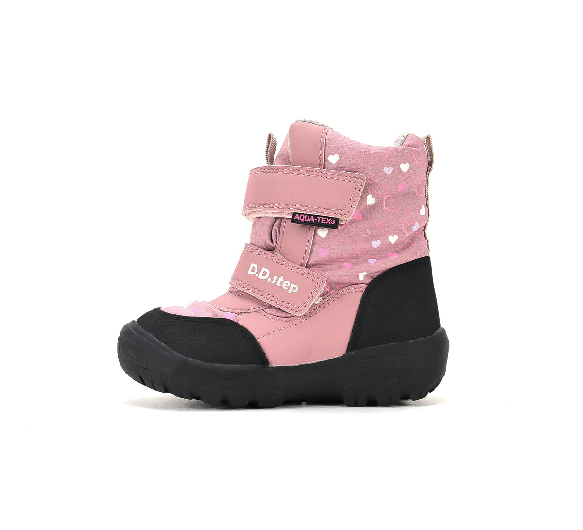 D.D.Step ghete fete Aqua-Tex captusite 22-33 Baby Pink cu inimioare