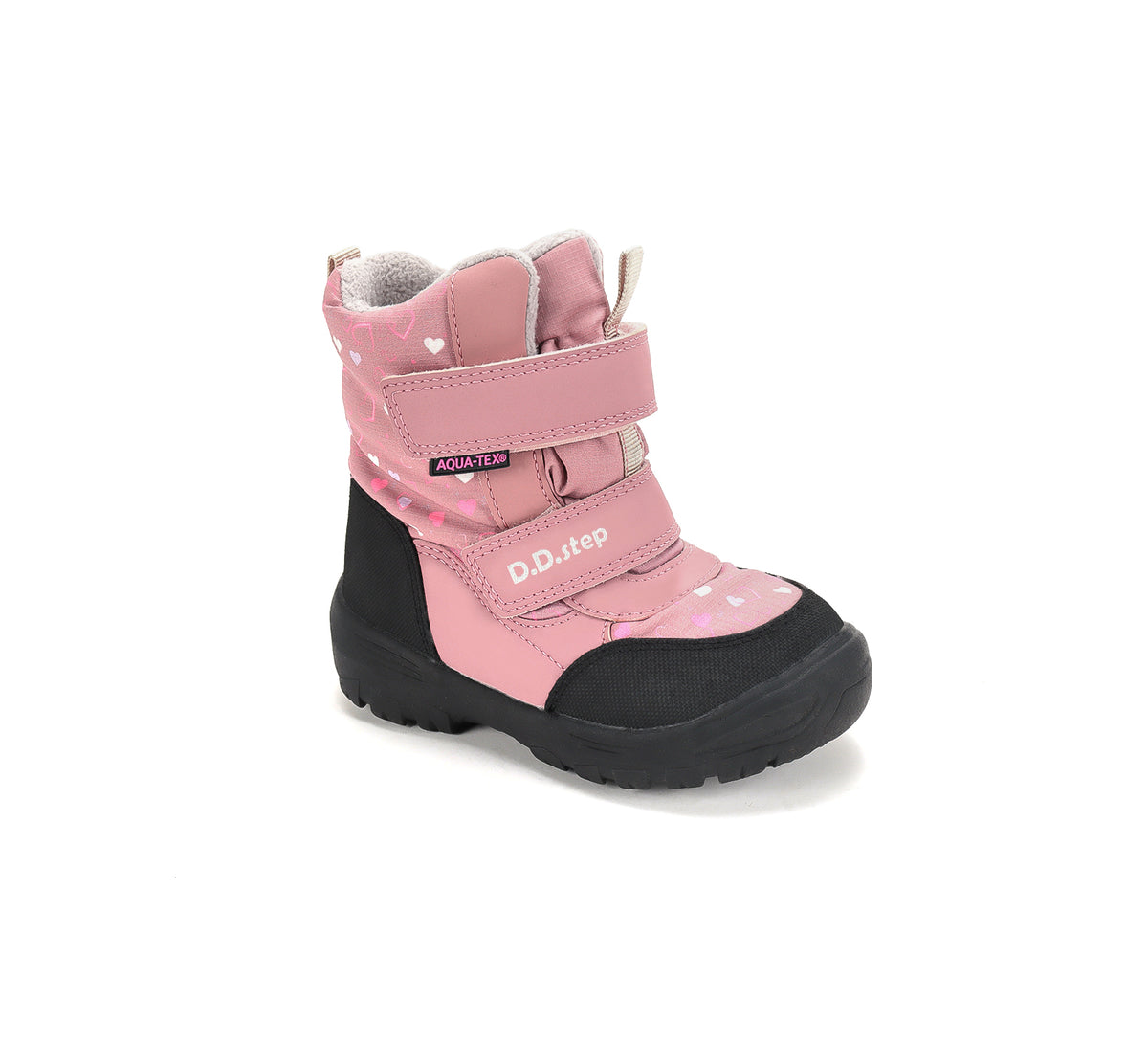 D.D.Step ghete fete Aqua-Tex captusite 22-33 Baby Pink cu inimioare