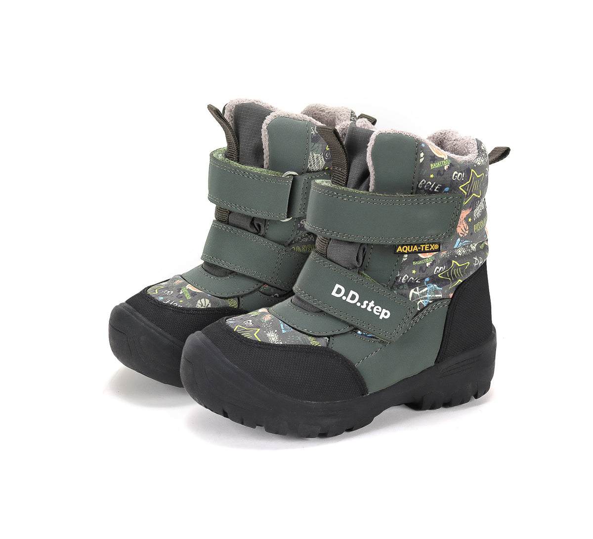 D.D.Step ghete baieti Aqua-Tex captusite 22-27 Olive cu Basketball Imagine principală a produsului