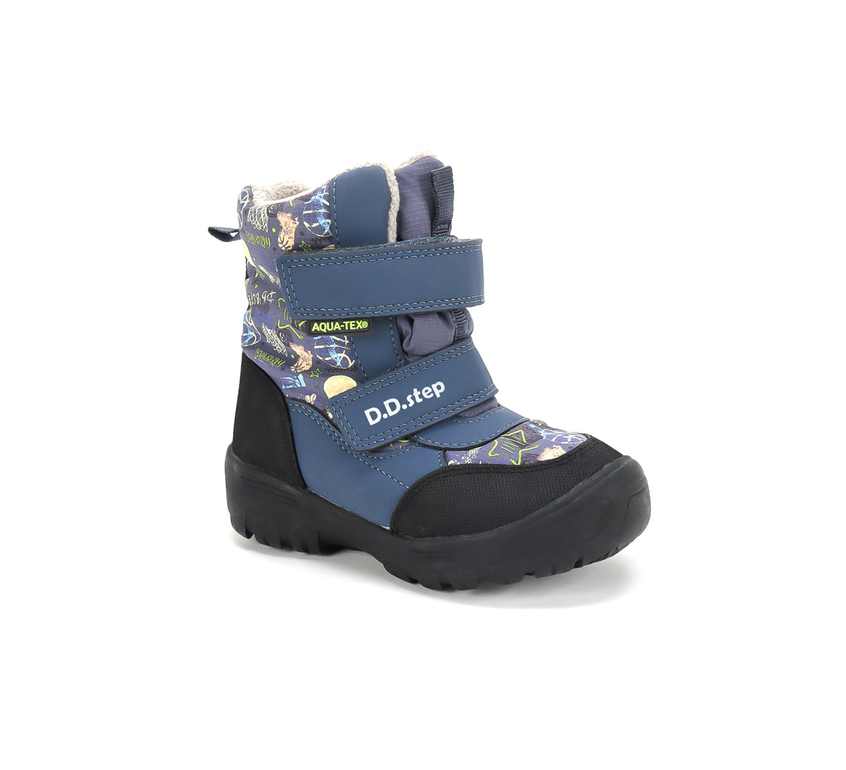 D.D.Step ghete baieti Aqua-Tex captusite 28-33 Royal Blue cu Basketball