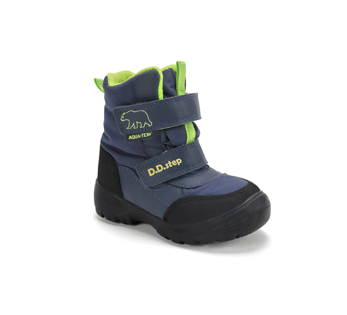D.D.Step ghete baieti Aqua-Tex captusite 22-33 Royal Blue cu urs polar