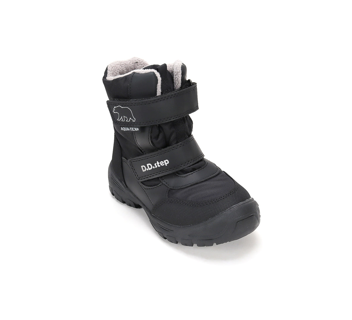 D.D.Step ghete baieti Aqua-Tex captusite 22-33 Black cu urs polar
