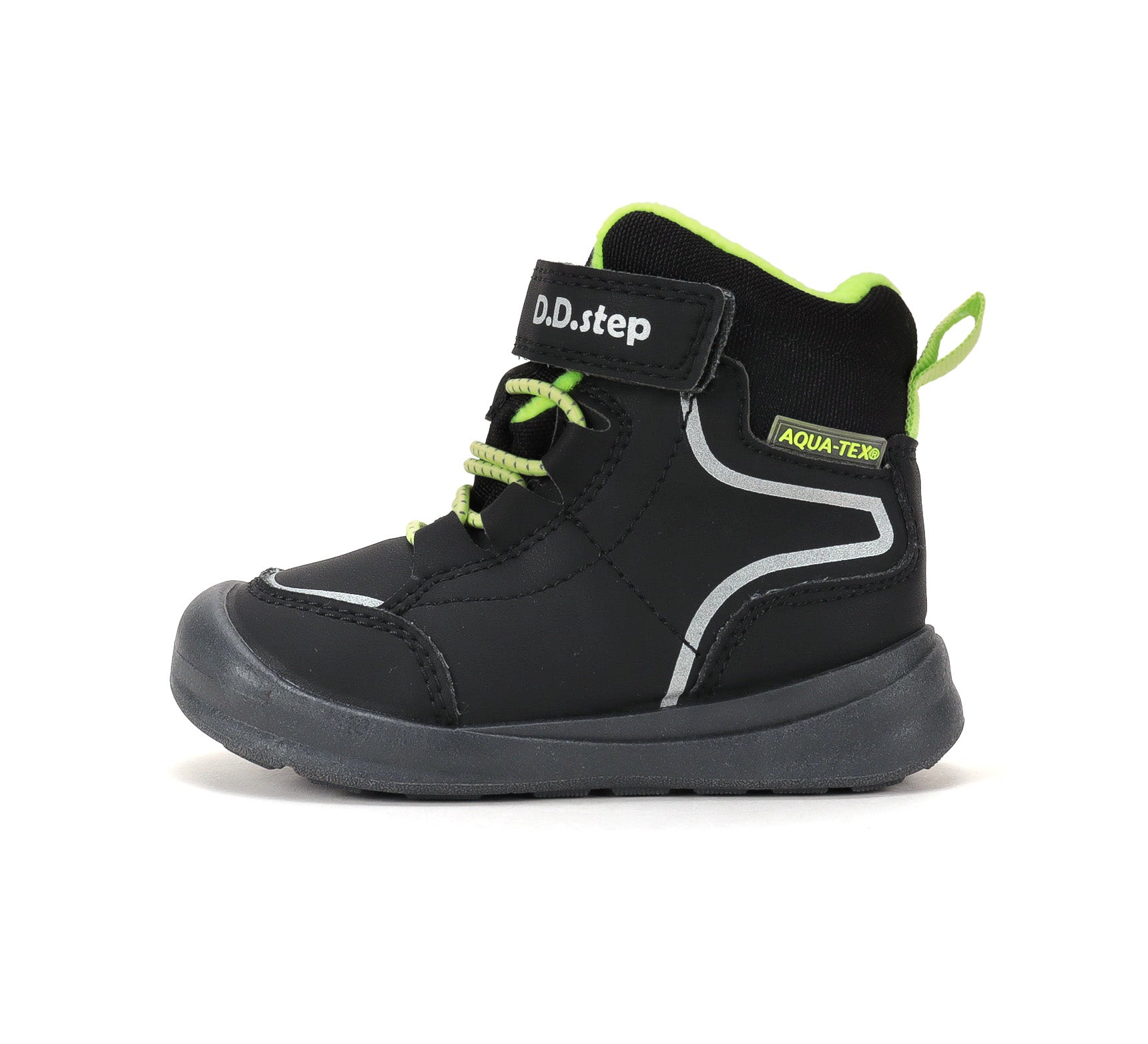 D.D.Step ghete baieti impermeabile si captusite Aqua-Tex 22-33 Black cu verde neon Imagine secundară a produsului