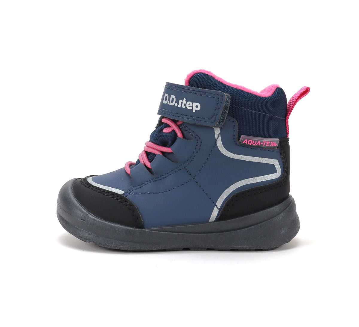 D.D.Step ghete fete impermeabile si captusite Aqua-Tex 22-33 Royal Blue cu roz