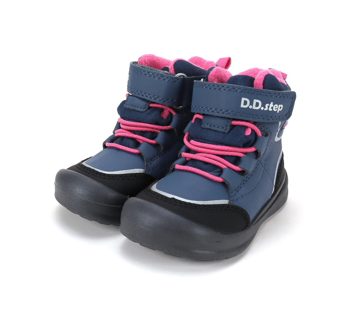 D.D.Step ghete fete impermeabile si captusite Aqua-Tex 22-33 Royal Blue cu roz