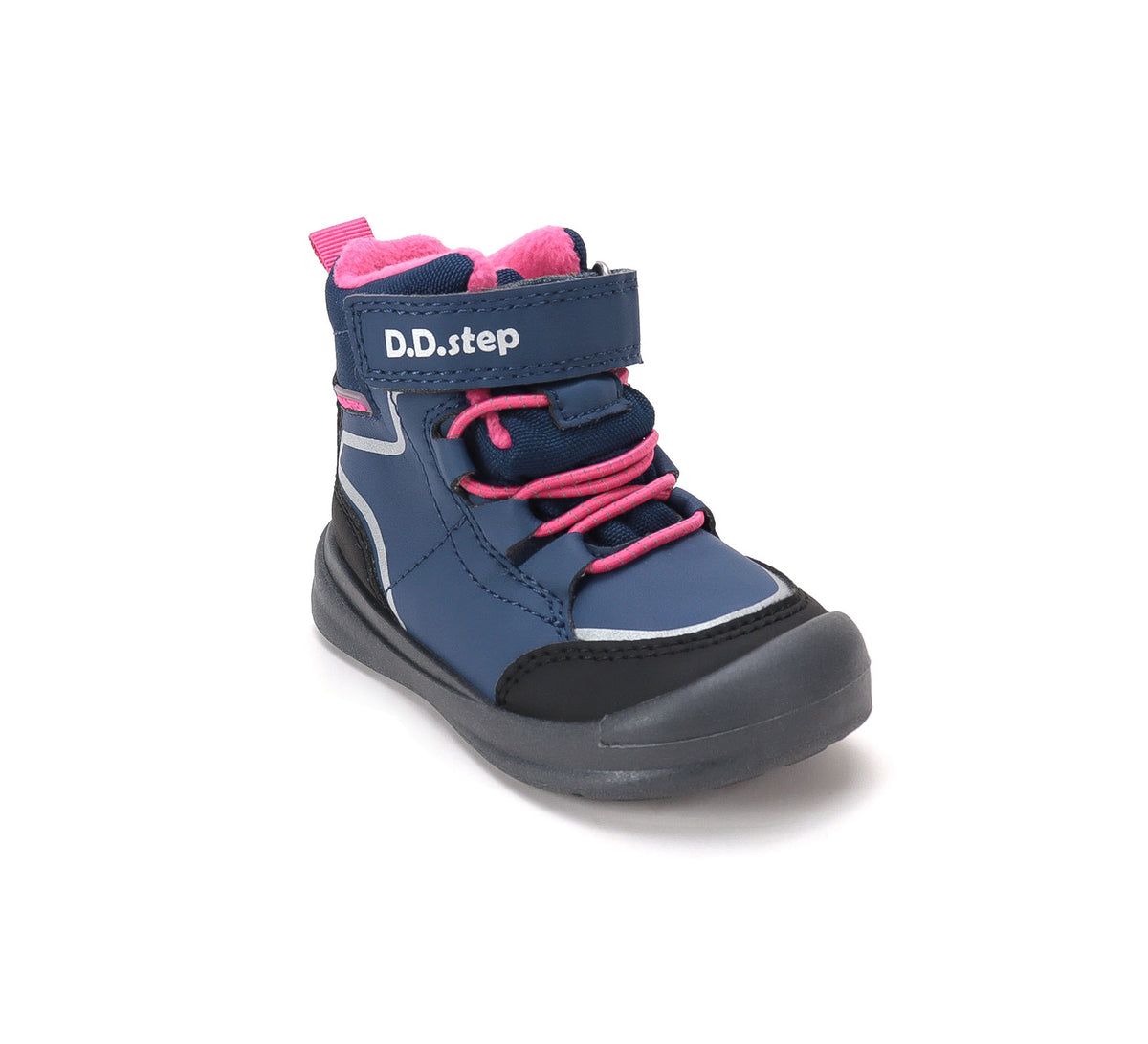 D.D.Step ghete fete impermeabile si captusite Aqua-Tex 22-33 Royal Blue cu roz