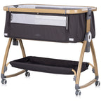 Chipolino Patut co-sleeper Charisma cu laterala culisanta 0m+ Charcoal wood