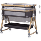 Chipolino Patut co-sleeper Charisma cu laterala culisanta 0m+ Charcoal wood