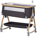 Chipolino Patut co-sleeper Charisma cu laterala culisanta 0m+ Charcoal wood
