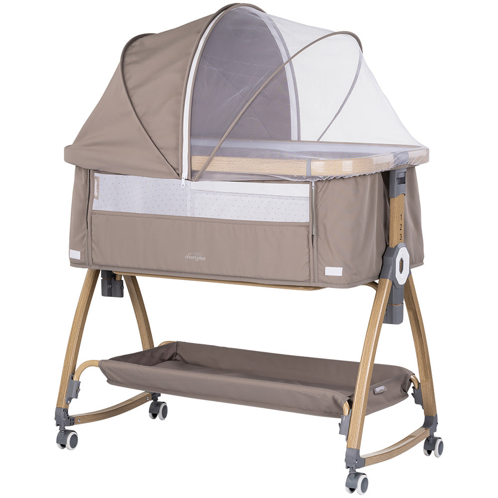 Chipolino Patut co-sleeper Charisma cu laterala culisanta 0m+ Latte wood Imagine principală a produsului