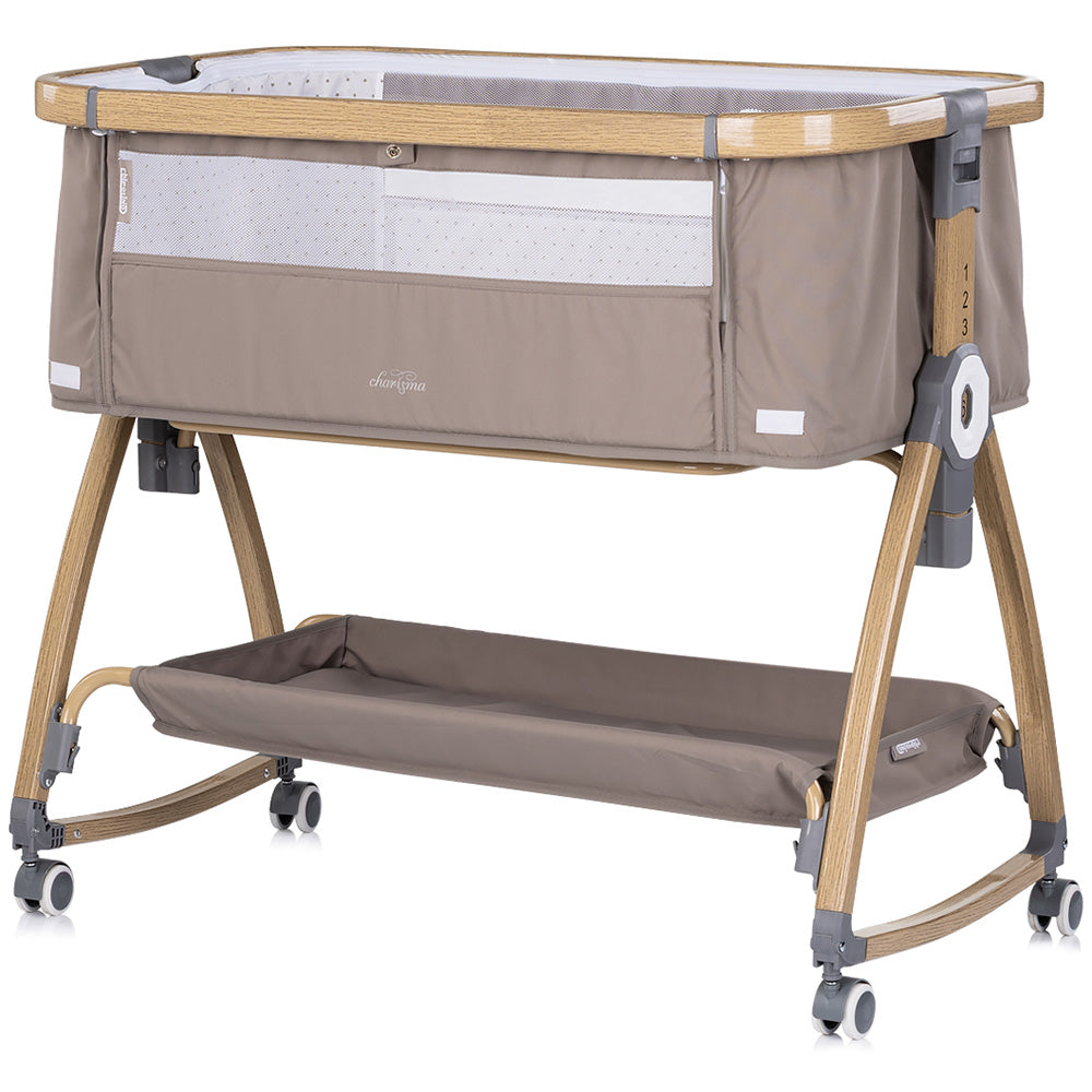Chipolino Patut co-sleeper Charisma cu laterala culisanta 0m+ Latte wood Imagine secundară a produsului