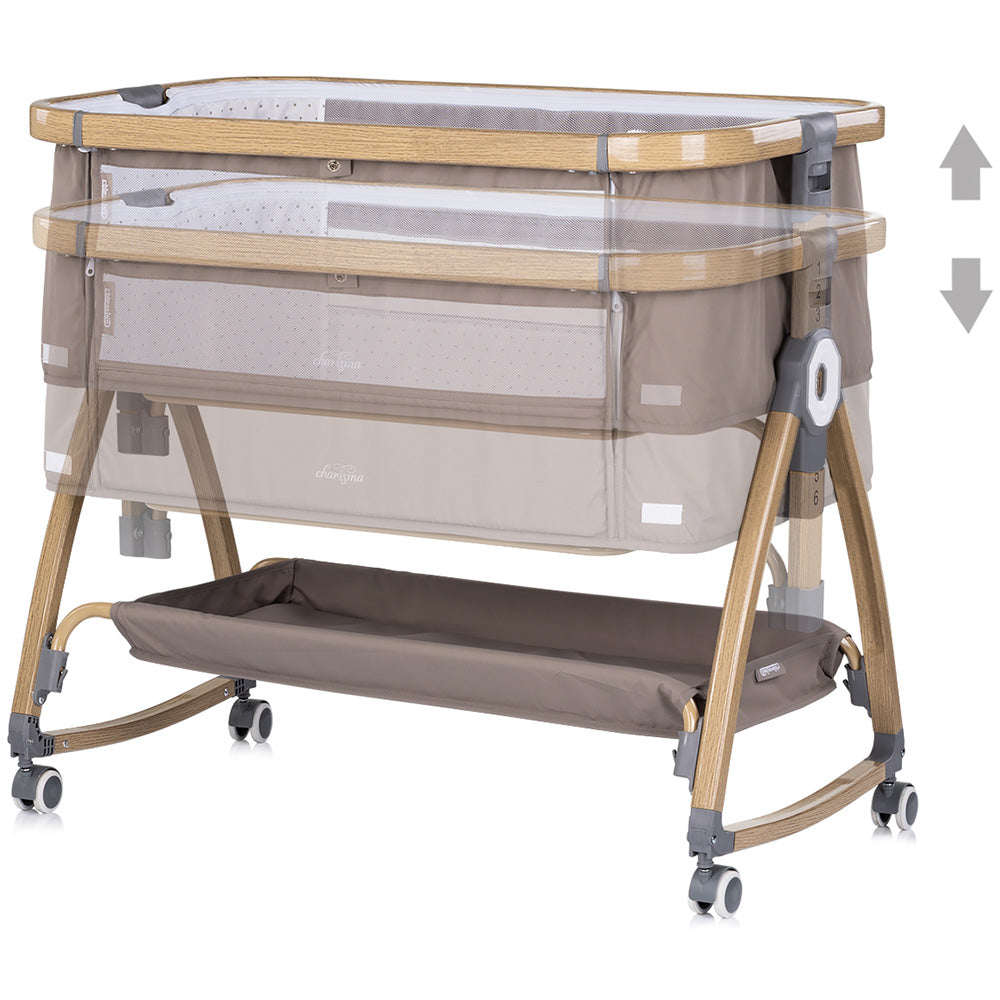 Chipolino Patut co-sleeper Charisma cu laterala culisanta 0m+ Latte wood