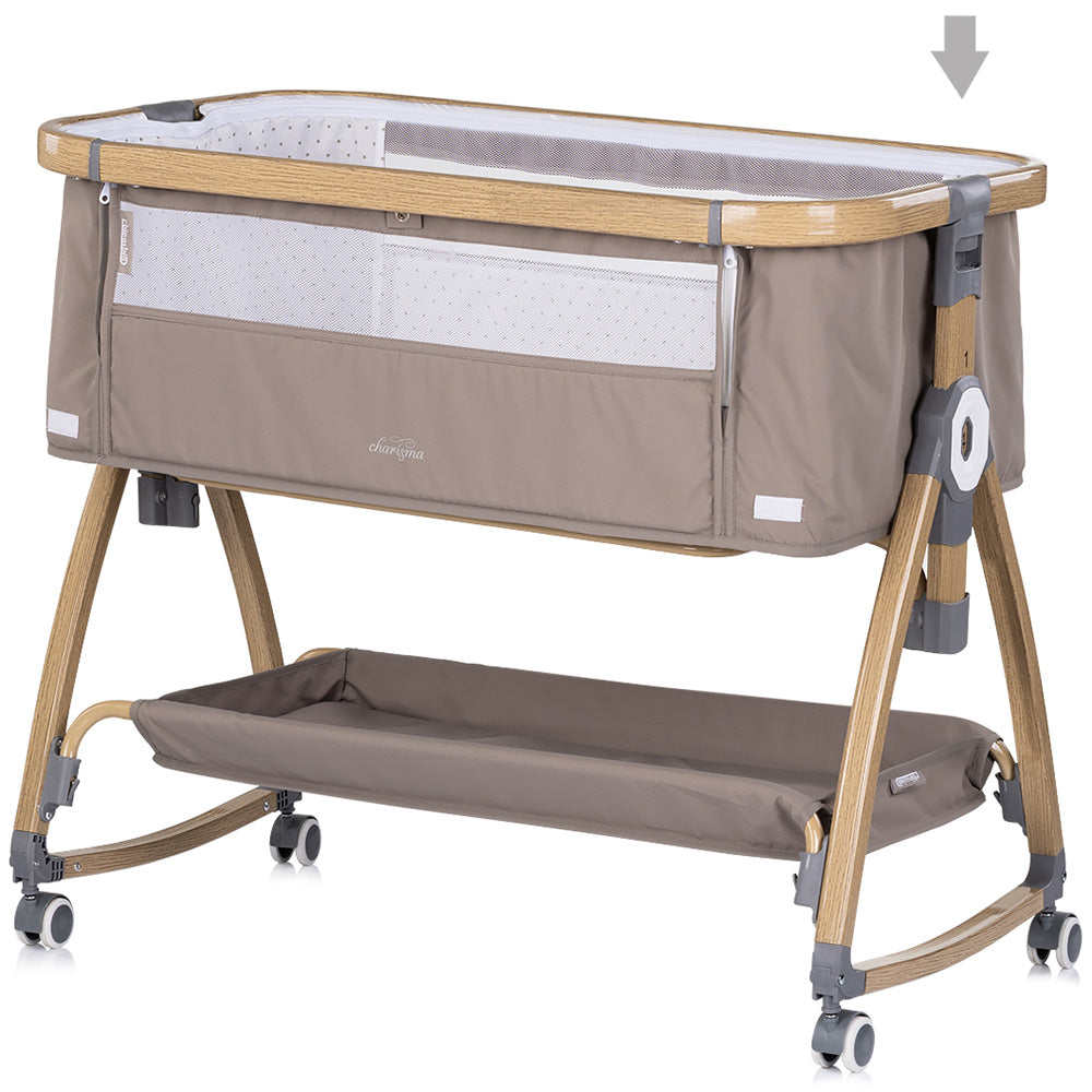 Chipolino Patut co-sleeper Charisma cu laterala culisanta 0m+ Latte wood