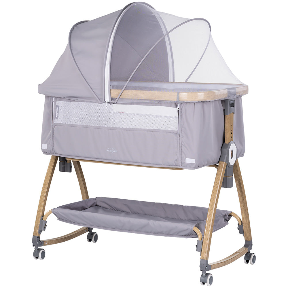 Chipolino Patut co-sleeper Charisma cu laterala culisanta 0m+ Platinum wood Imagine principală a produsului