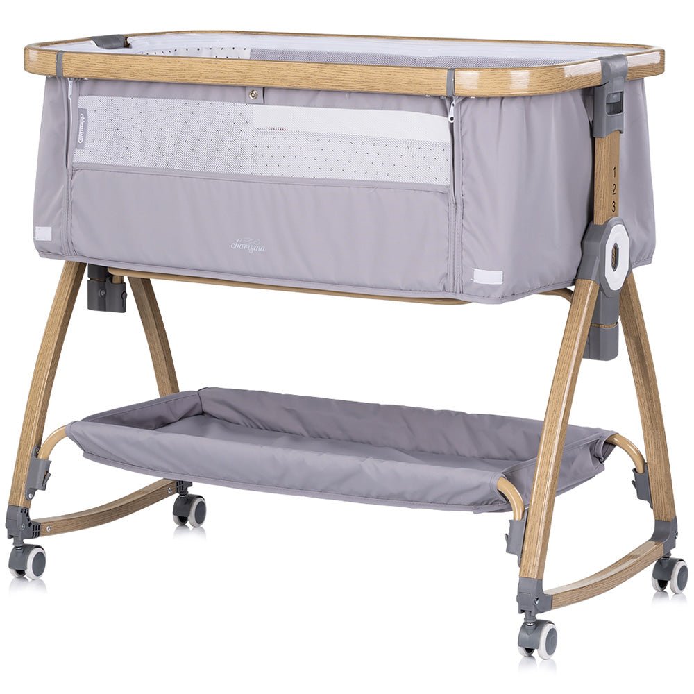 Chipolino Patut co-sleeper Charisma cu laterala culisanta 0m+ Platinum wood