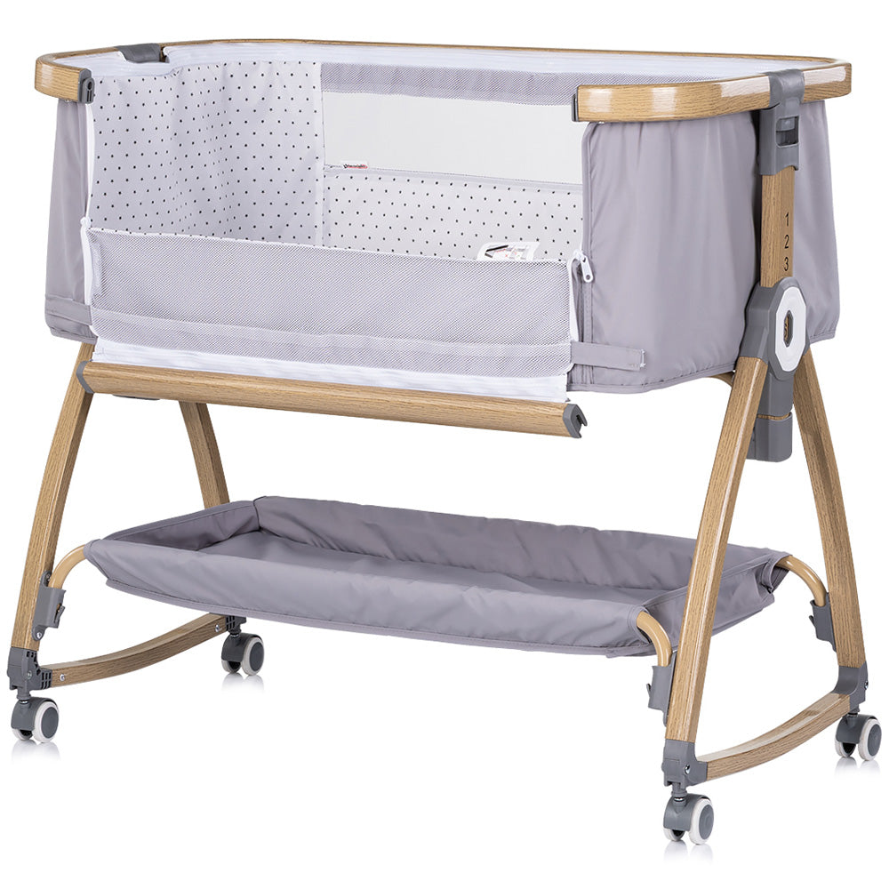 Chipolino Patut co-sleeper Charisma cu laterala culisanta 0m+ Platinum wood