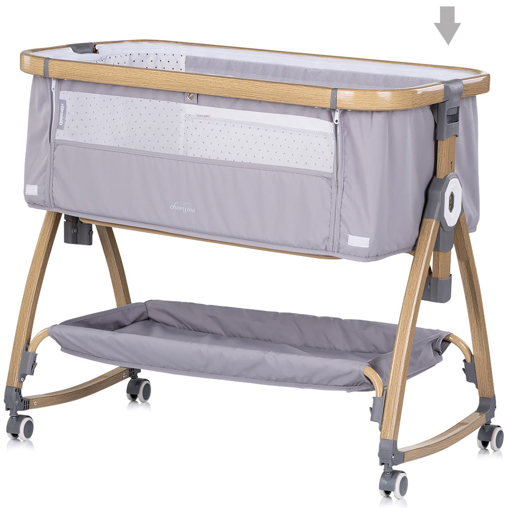 Chipolino Patut co-sleeper Charisma cu laterala culisanta 0m+ Platinum wood