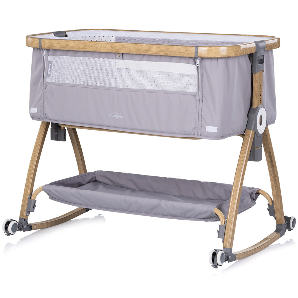 Chipolino Patut co-sleeper Charisma cu laterala culisanta 0m+ Platinum wood