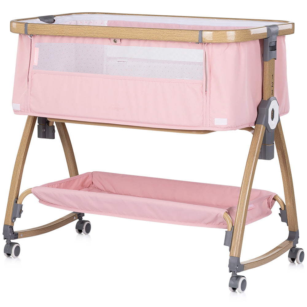 Chipolino Patut co-sleeper Charisma cu laterala culisanta 0m+ Powder pink wood