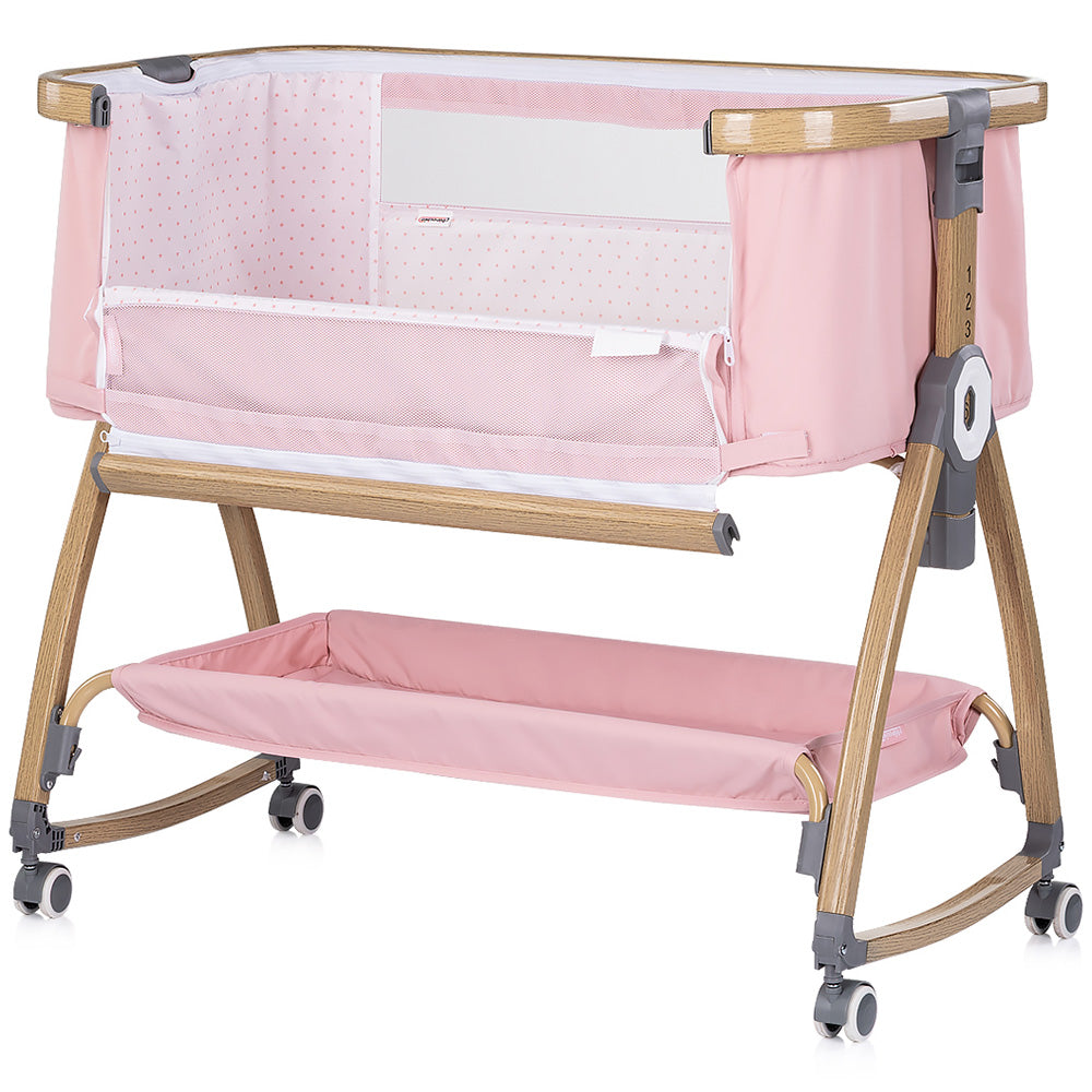 Chipolino Patut co-sleeper Charisma cu laterala culisanta 0m+ Powder pink wood