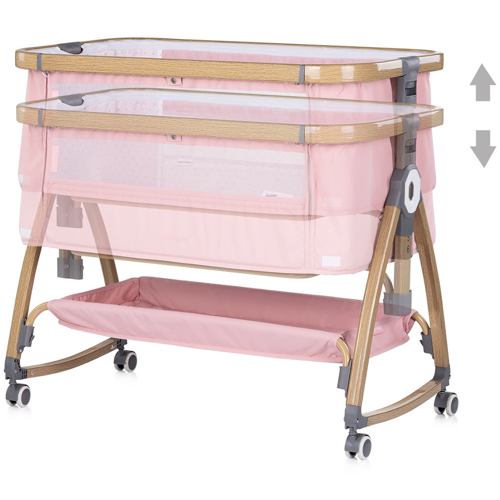 Chipolino Patut co-sleeper Charisma cu laterala culisanta 0m+ Powder pink wood