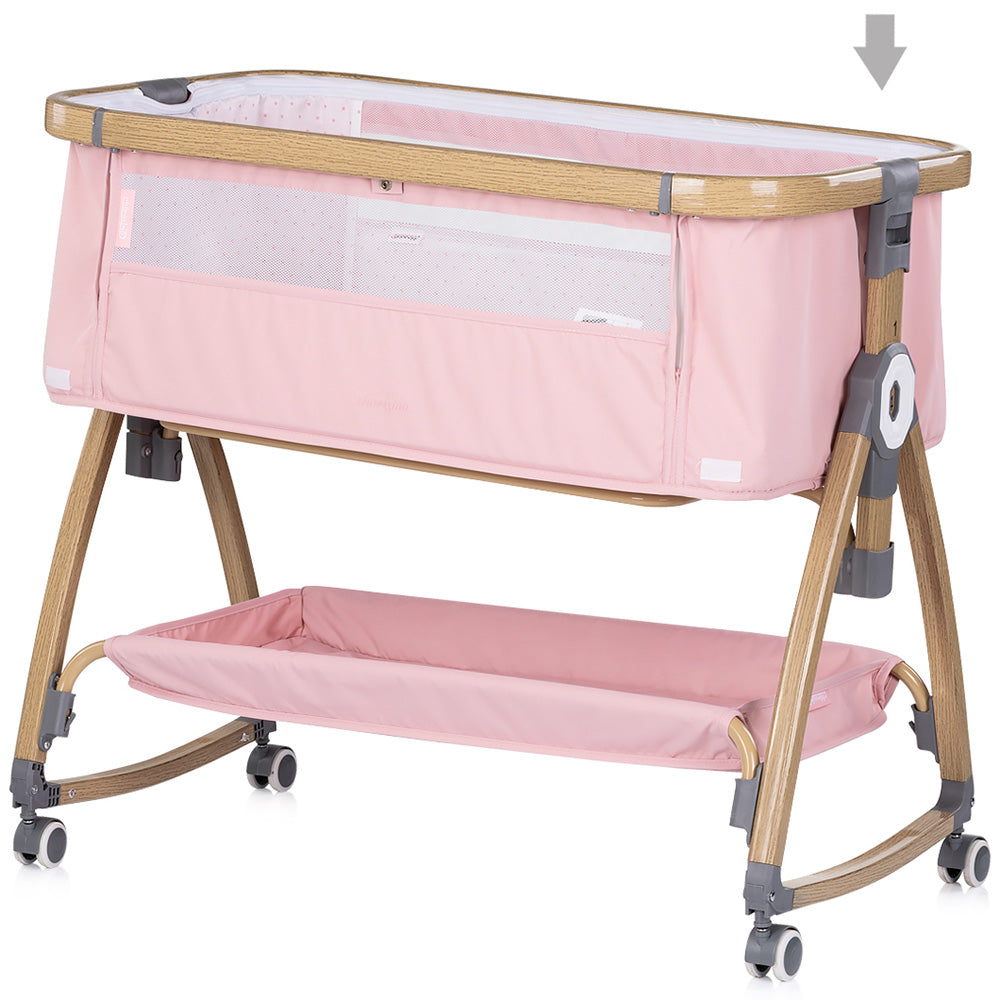 Chipolino Patut co-sleeper Charisma cu laterala culisanta 0m+ Powder pink wood