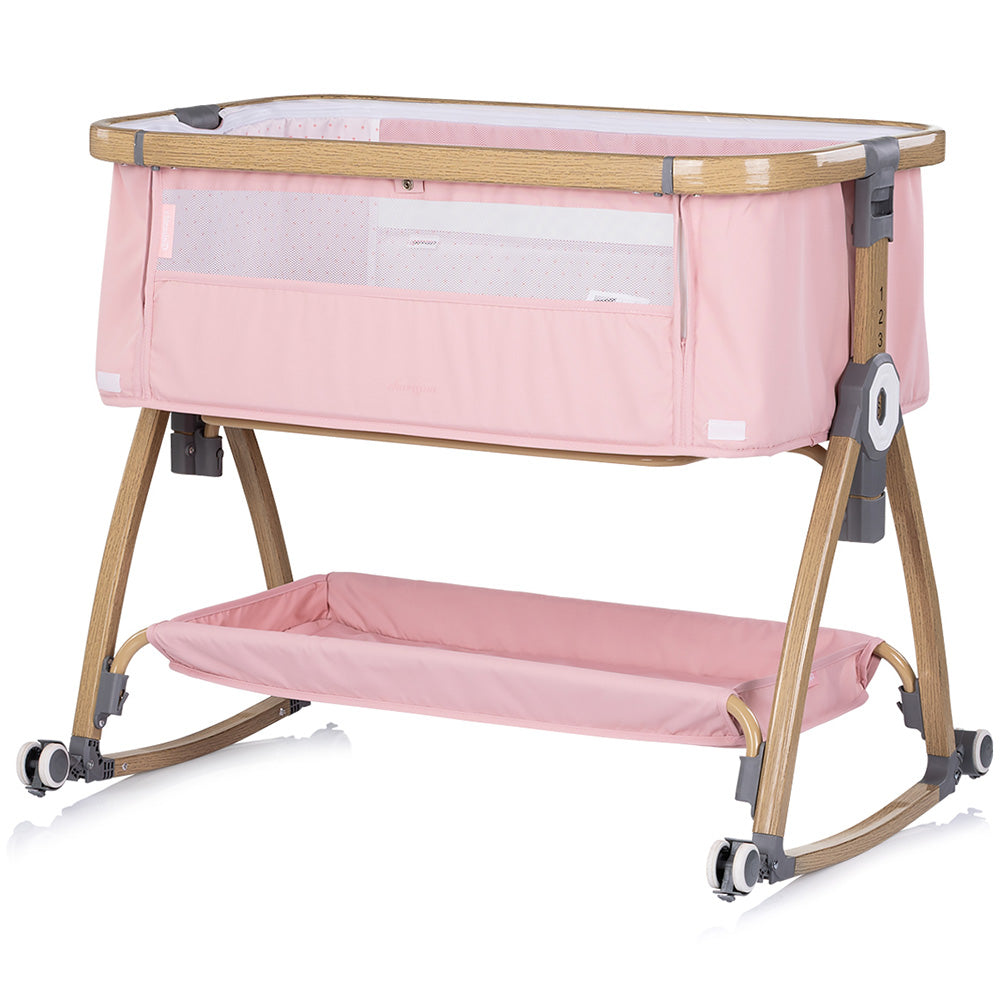 Chipolino Patut co-sleeper Charisma cu laterala culisanta 0m+ Powder pink wood
