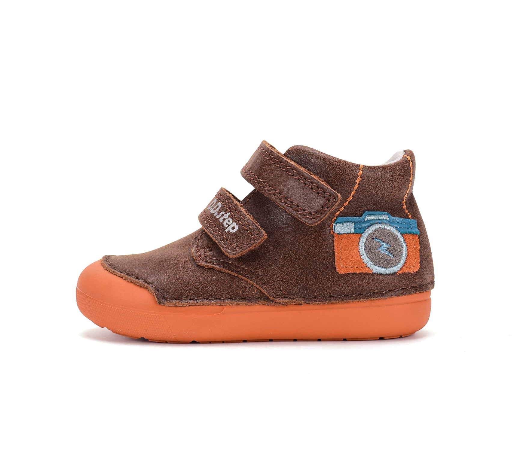 D.D.Step pantofi baieti Primii pasi 20-25 Chocolate cu aparat foto