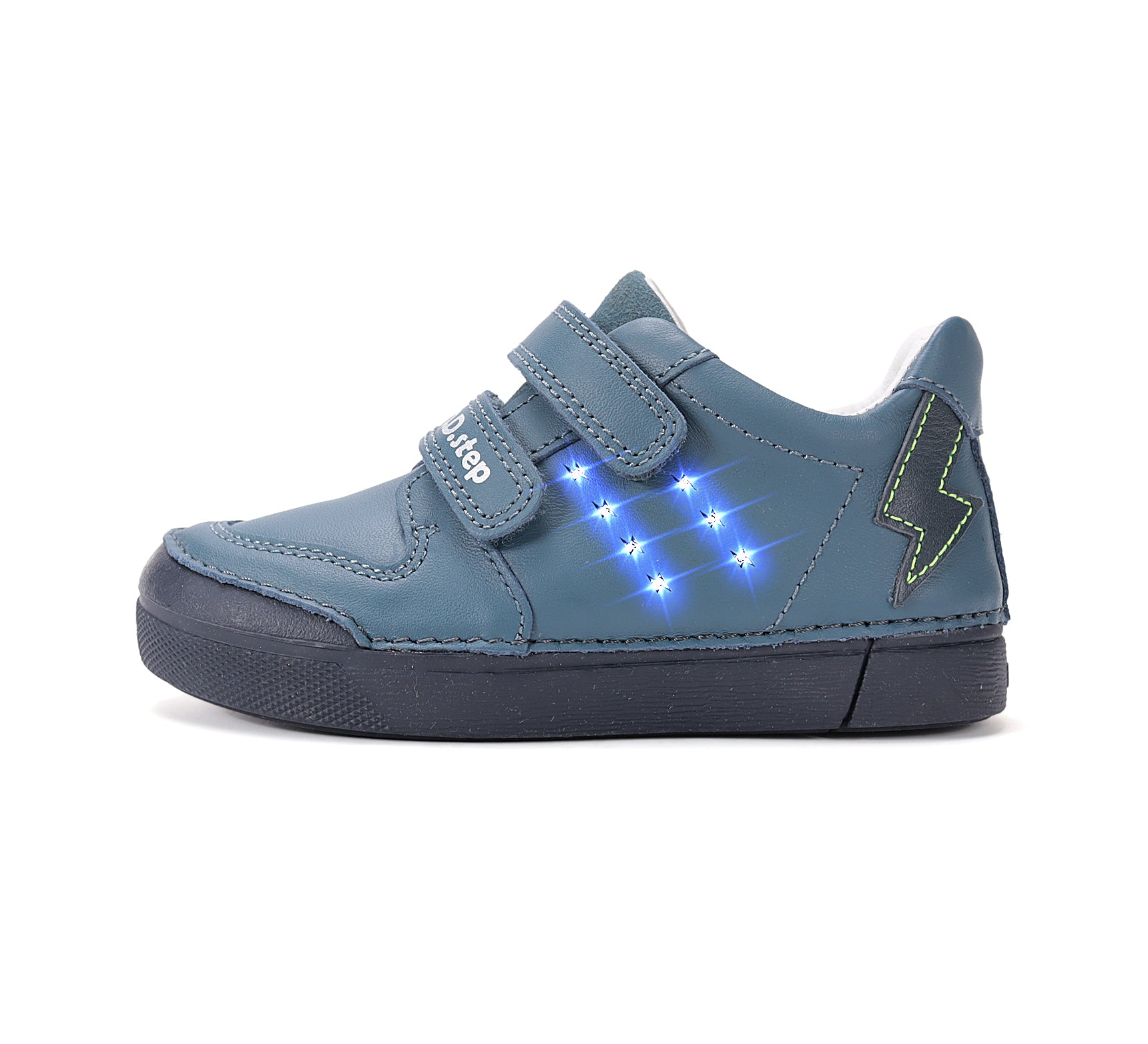 D.D.Step pantofi baieti cu LED 25-30 Royal Blue cu fulger