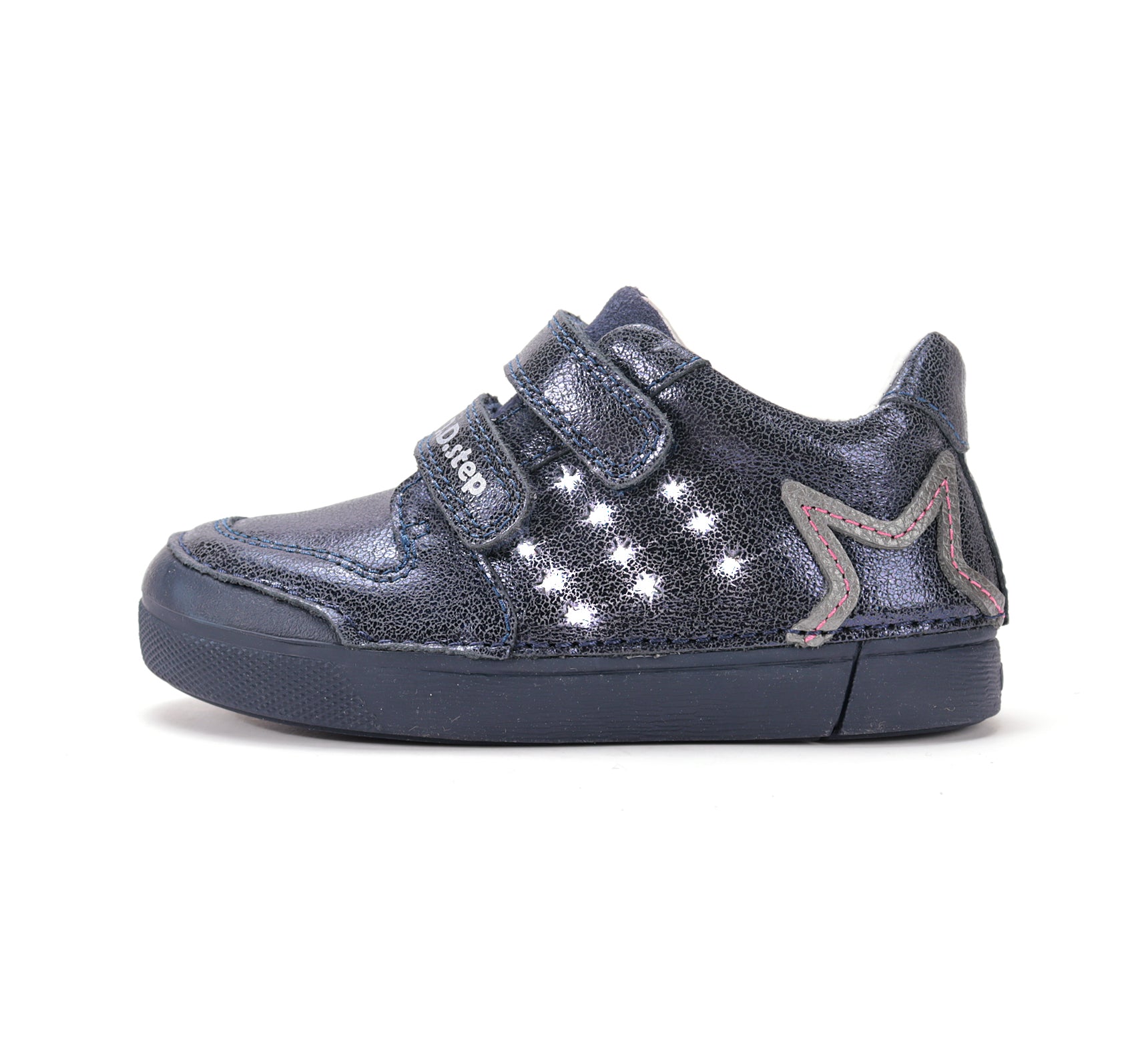 D.D.Step pantofi fete cu LED 25-30 Royal Blue cu stea