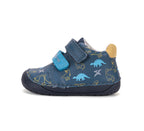 D.D.Step pantofi baieti Barefoot 20-25 Royal Blue cu dinozauri