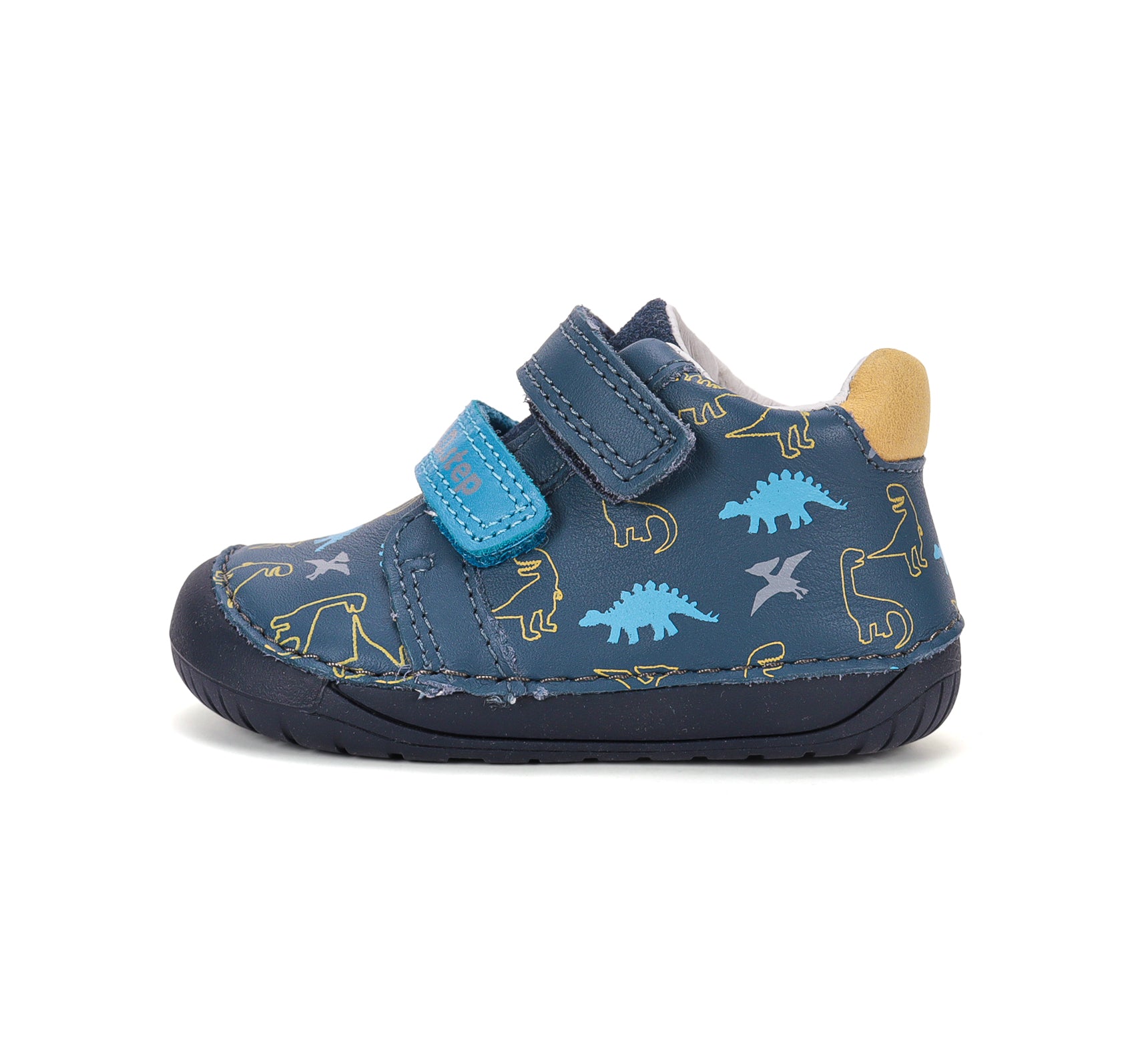 D.D.Step pantofi baieti Barefoot 20-25 Royal Blue cu dinozauri