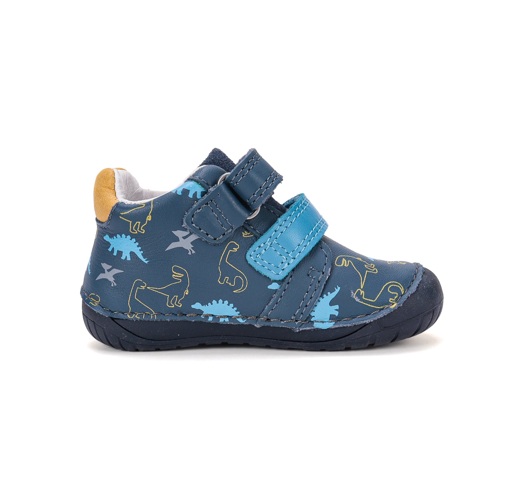 D.D.Step pantofi baieti Barefoot 20-25 Royal Blue cu dinozauri