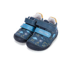 D.D.Step pantofi baieti Barefoot 20-25 Royal Blue cu dinozauri