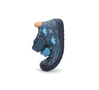 D.D.Step pantofi baieti Barefoot 20-25 Royal Blue cu dinozauri