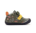 D.D.Step pantofi baieti Barefoot 20-25 Olive cu dinozauri