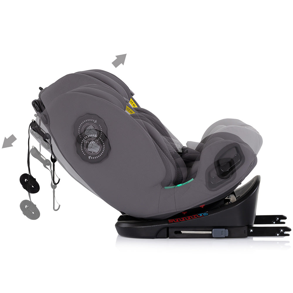 Chipolino scaun auto Techno iGrow I-Size 40-150 cm cu Isofix si sezut rotativ Charcoal