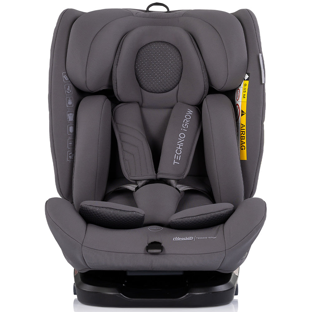 Chipolino scaun auto Techno iGrow I-Size 40-150 cm cu Isofix si sezut rotativ Charcoal