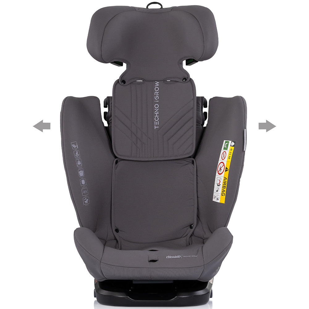 Chipolino scaun auto Techno iGrow I-Size 40-150 cm cu Isofix si sezut rotativ Charcoal
