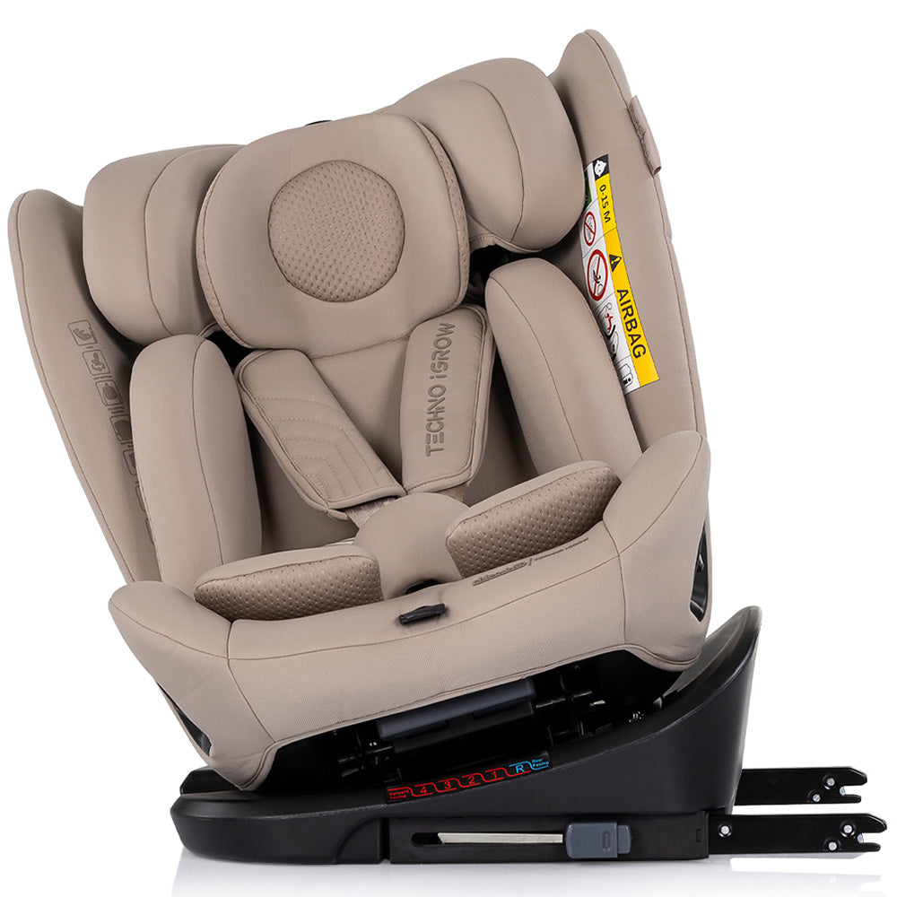 Chipolino scaun auto Techno iGrow I-Size 40-150 cm cu Isofix si sezut rotativ Latte