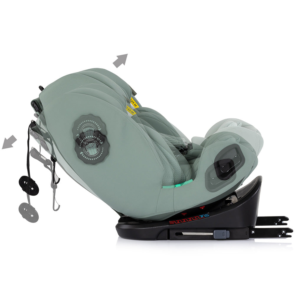 Chipolino scaun auto Techno iGrow I-Size 40-150 cm cu Isofix si sezut rotativ Matcha