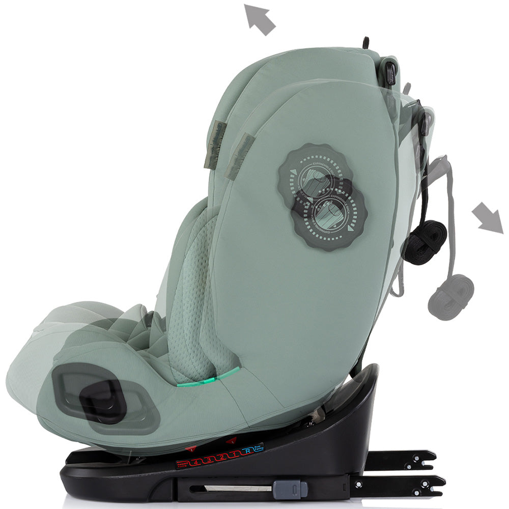Chipolino scaun auto Techno iGrow I-Size 40-150 cm cu Isofix si sezut rotativ Matcha