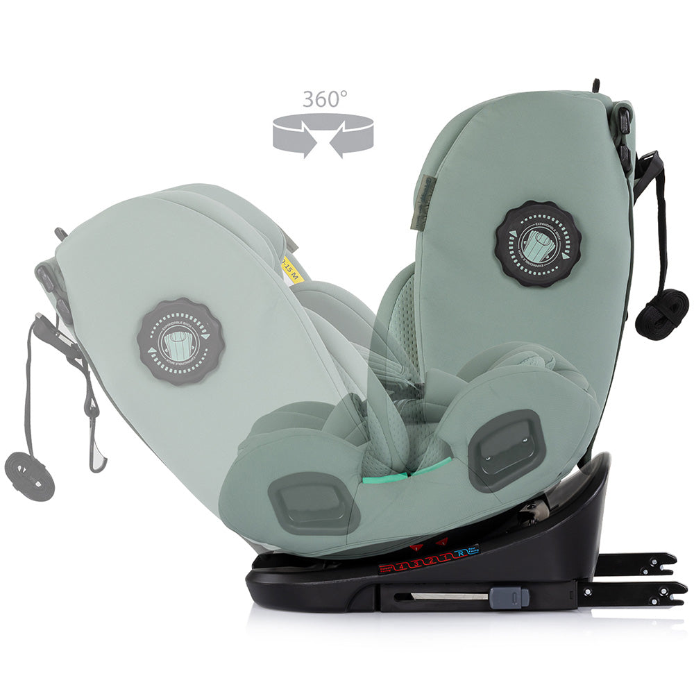 Chipolino scaun auto Techno iGrow I-Size 40-150 cm cu Isofix si sezut rotativ Matcha
