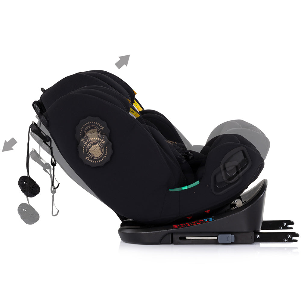 Chipolino scaun auto Techno iGrow I-Size 40-150 cm cu Isofix si sezut rotativ Noir