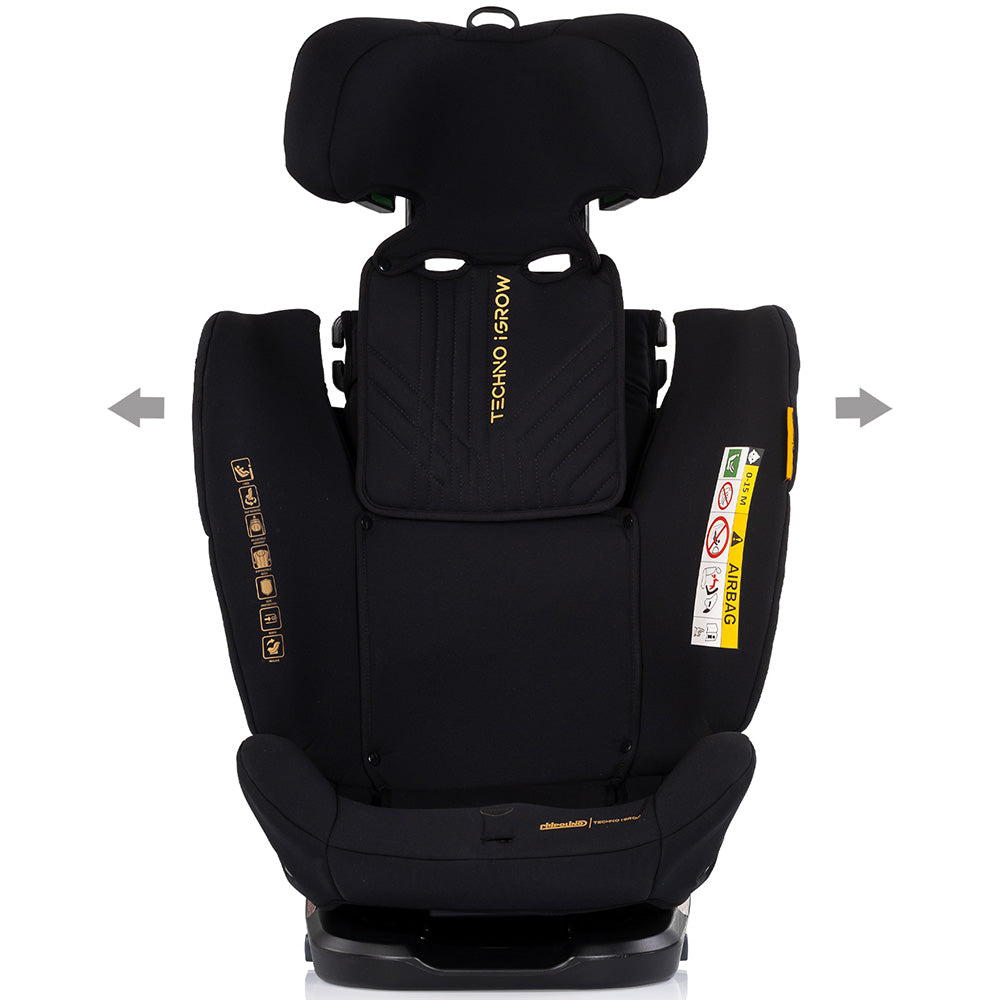 Chipolino scaun auto Techno iGrow I-Size 40-150 cm cu Isofix si sezut rotativ Noir