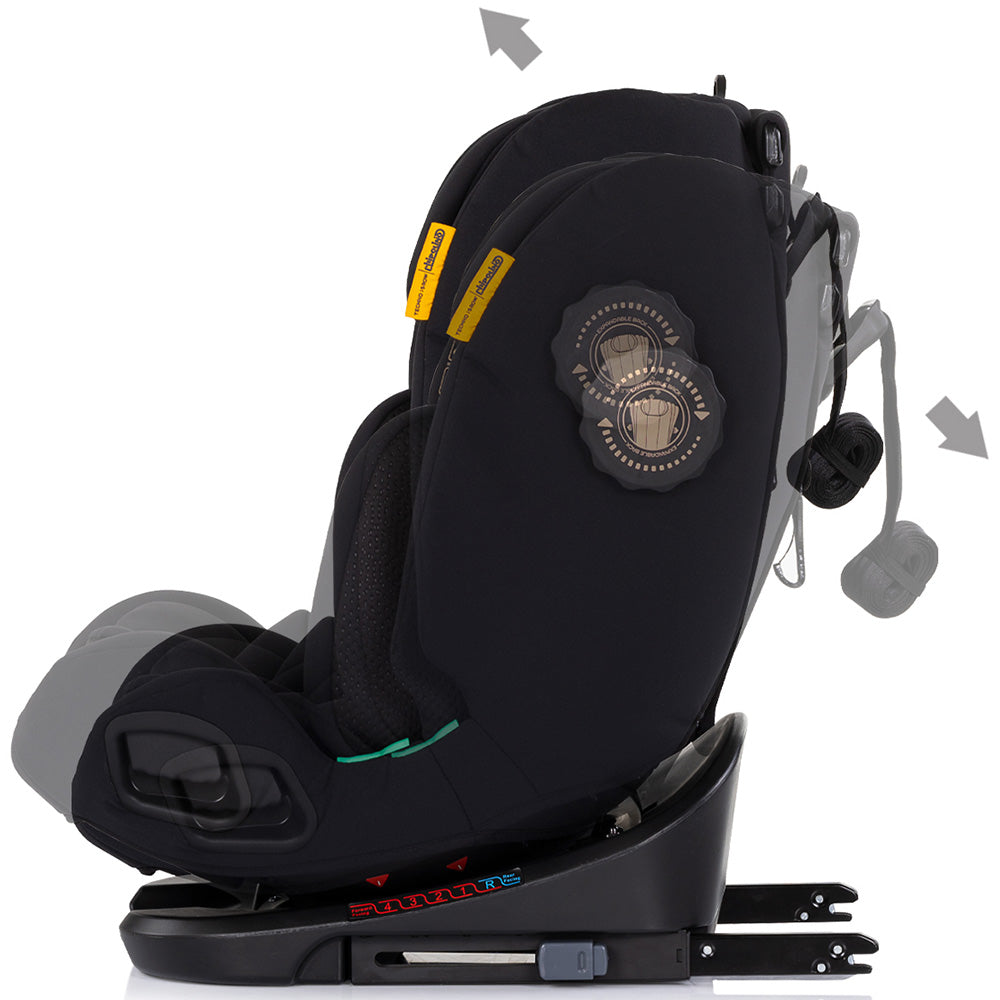 Chipolino scaun auto Techno iGrow I-Size 40-150 cm cu Isofix si sezut rotativ Noir