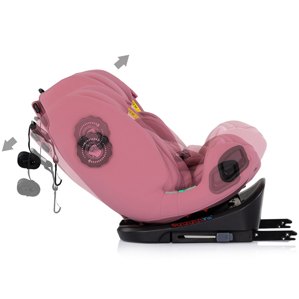 Chipolino scaun auto Techno iGrow I-Size 40-150 cm cu Isofix si sezut rotativ Powder pink